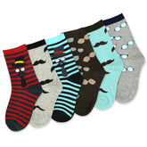 TeeHee Little Boys Cotton Fashion Crew Socks 6 Pair Pack for Boys